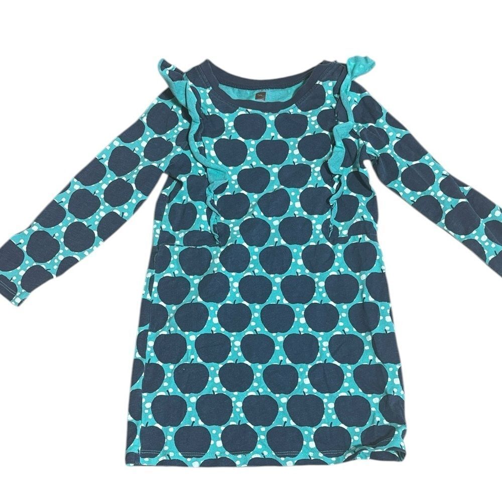 Tea collection girls 5 ruffle apple long sleeve polka dot dress